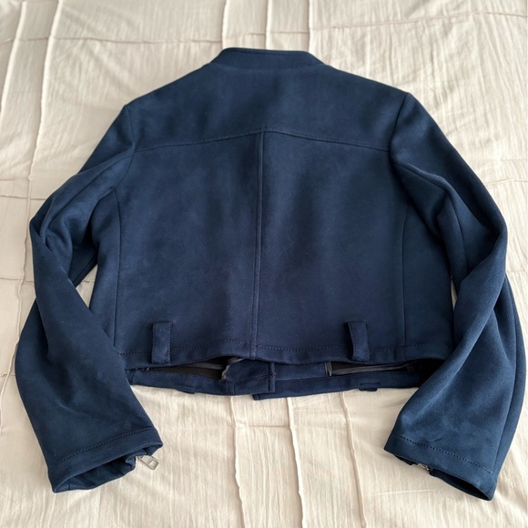 Banana Republic Navy Faux Suede Moto Jacket – Size M - Picture 2 of 4